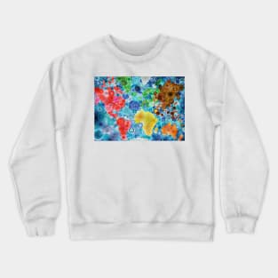 Spirograph World Map: a Patterned Spirograph Collage Crewneck Sweatshirt